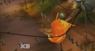 Burpy uses a power line to slingshot himself to velocity.