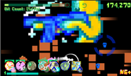 Gameplay caption of Bitland, showing Westick's pixel image in the background