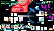 Gameplay caption of Bitland, showing Marcstick's pixel image in the background