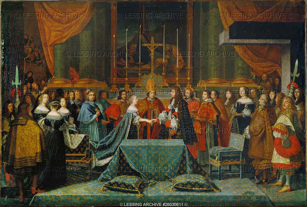 King Louis XIV in the middle of the courtiers - Illustration by