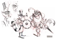 Concept art of Galleth's jester costume.