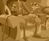 Sly on his father's knee.