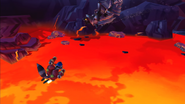 Clockwerk falling into the lava