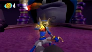 Sly prepares to peer through his binocucom in Sly Cooper and the Thievius Raccoonus