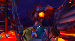 Clockwerk a punto de ser asesinado por Sly Cooper, jurando que jamás se libraría de él.