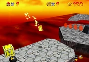A playable Gold Mario in . Notice the sparkles around the player and the new yellow box.