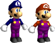 Render of the modified Mario model Youkiki transforms into, alongside its Luigi counterpart