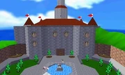 Peach castle courtyard
