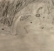 A drawing of the Slaargh village.