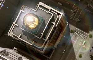 An aerial view of the Daily Planet rooftop.