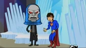 Clark is unimpressed by Darkseid's costume.