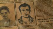 Newspaper clipping of Louise and the "drifter"