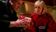Chloe opens her "present".
