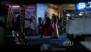 The actors playing Warrior Angel, Devilicus and Penelope on set.