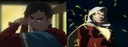 Zach Callison and Sean Astin as the voices of Billy Batson and Shazam respectively in Jusrice League: War.