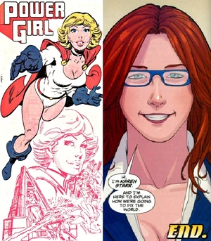 Karen Starr/Power Girl as she appears in the comics.