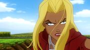 Kara in her Smallville outfit during the climatic battle of Superman/Batman: Apocalypse.