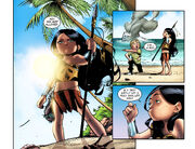 Young Diana finds a young boy washed up on the island.
