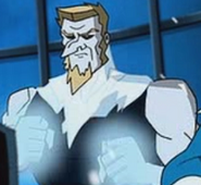 Icicle charging his ice power in his fists: Superman/Batman: Public Enemies.