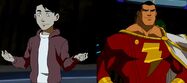 Robert Ochoa and Chad Lowe as the voices of Billy Batson and Captain Marvel respectively in Young Justice.