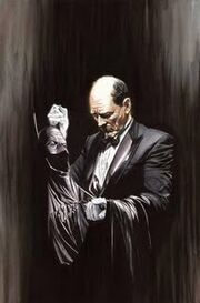 Alfred as he appears in the comics.