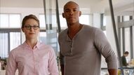 Mehcad Brooks (with Melissa Benoist as Kara) as James OIsen in Supergirl.