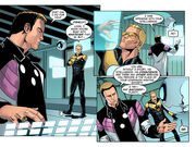 Booster asks Brainiac 5 to fix his Legion ring.