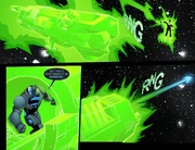 Green Lantern helps Henshaw leave Earth.