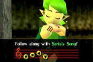 Saria qui apprend le Chant de Saria à Link