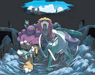 Raikou avec le reste du trio de fauves légendaires.