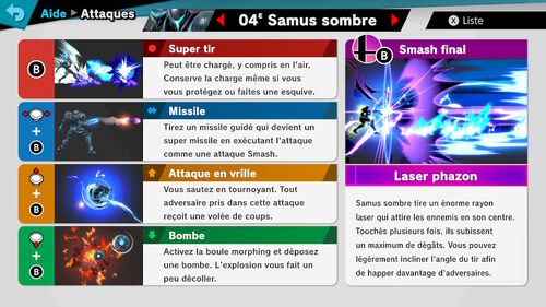 Attaques Samus sombre Ultimate