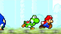 yoshiページです。 Super Mario Yoshi Intro Jump Graphic Canvas - TeeHex