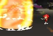 One of Sonic's abilities in this form is to run in a giant circle and create a pillar of fire