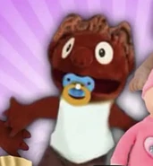 Black Yoshi's son in puppet form