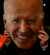 With a Biden mask on