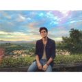 Anthony atop the Tuscan hills, with the city of Florence in the background.