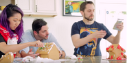 Mari making gingerbread houses with Jovenshire and Sohinki