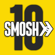 Smosh 10th Anniversary Week, November 2015 This avatar features the Smosh wordmark in white outlined in black in front on a large black "10", with a yellow background.