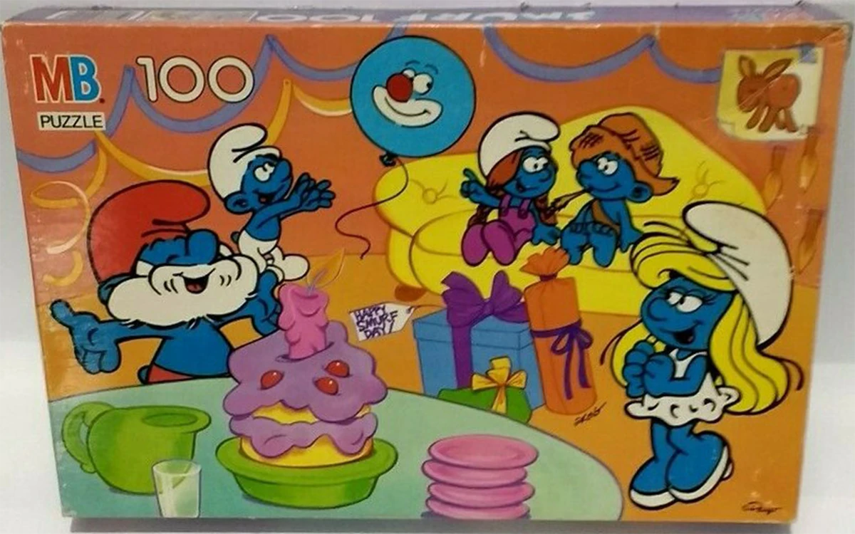 Milton Bradley Smurf Happy Smurf Day 100 Piece Puzzle Smurfs