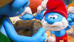 Papa Smurf observes chest