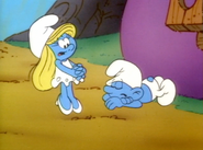 Smurfette and Lazy in his dream from "Never Smurf Off 'Til Tomorrow"