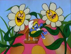 In Smurfette's nightmares, the flowers pick her!