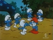 The scene where Papa Smurf tells other Smurfs about the departure of Clumsy Smurf, which were cut in the syndicated version, including present-day DVD releases and official YouTube version.