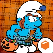 Gutsy in Smurfs' Village for Halloween.
