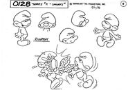 Model Sheet of Clumsy Smurf from 1986.