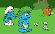 Wild Smurf's hat is made of leaves.