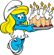 Smurfette with cake