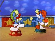 Clumsy and Jokey as clowns