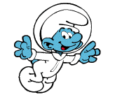 Smurf below us, drifting, falling, smurfing weightless, smurfing, surfing home