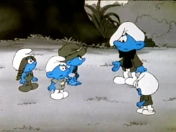 Things look really blue for the Smurfs when most of their world is in black and white.